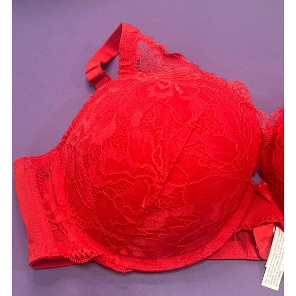 Auden - Women's Lace Plunge Push-Up Bra - Red - 46C - Picture 5 of 9